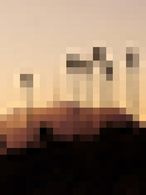 Daily SPF Moisturizer placeholder, pixelated Hollywood hills in morning light