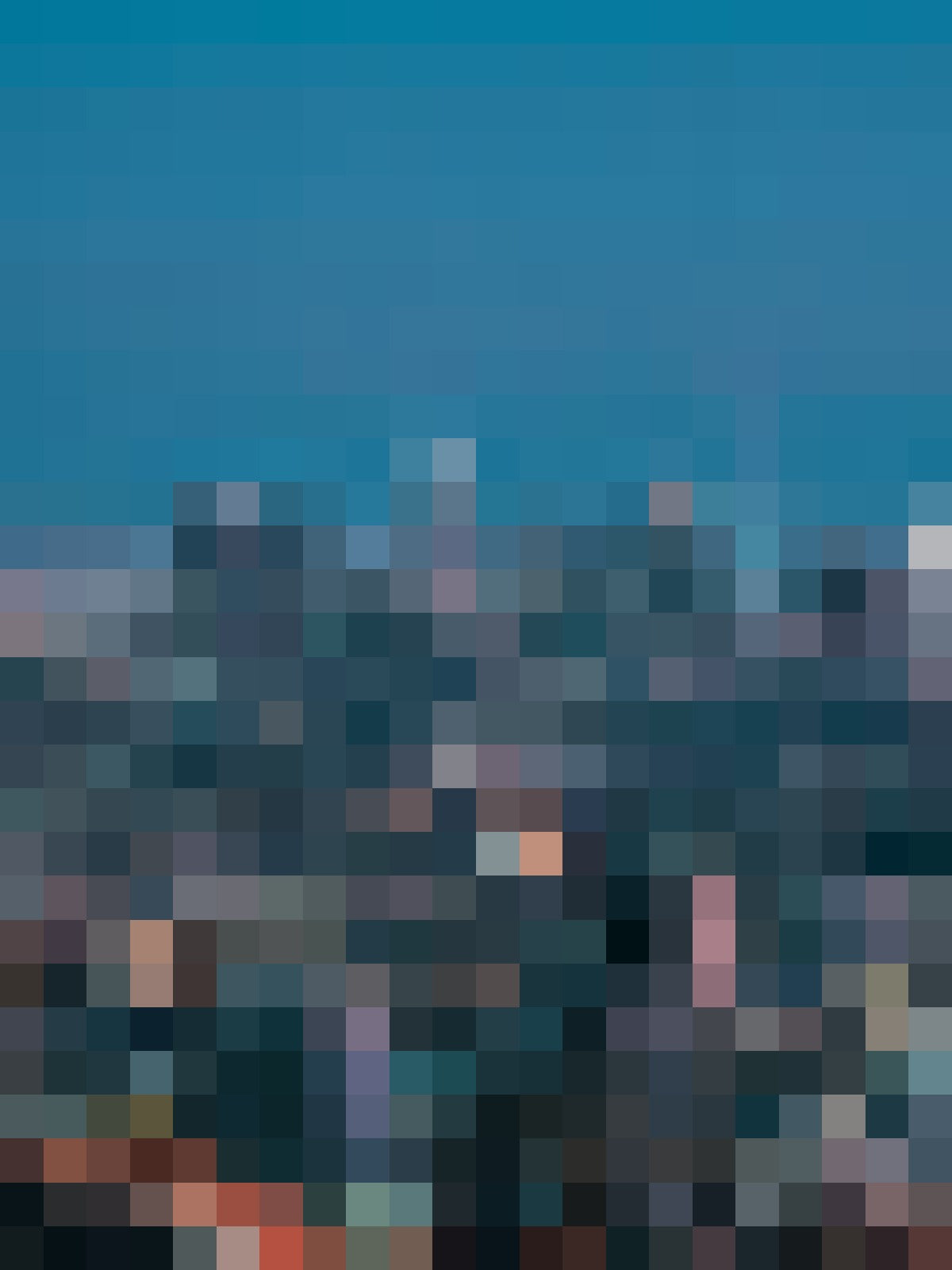 Nightly Retinol Serum placeholder, pixelated Los Angeles skyline at night
